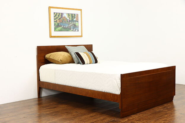 Full or Double Vintage Midcentury Modern Quarter Sawn Mahogany Bed, Rway #38086 photo