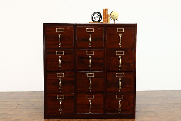 Triple Office or Library 12 Drawer Antique File Cabinet #34109 photo