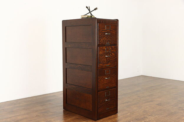 Oak Quarter Sawn Antique 4 Drawer Office File Cabinet, Library Bureau #34273 photo