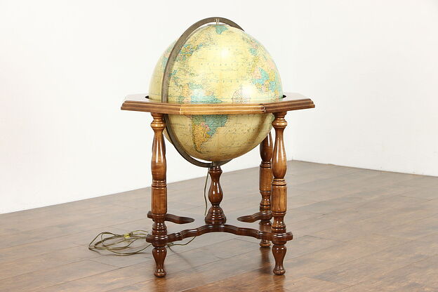 Replogle Heirloom Vintage 20" Globe, Lighted, Maple Floor Stand #38504 photo