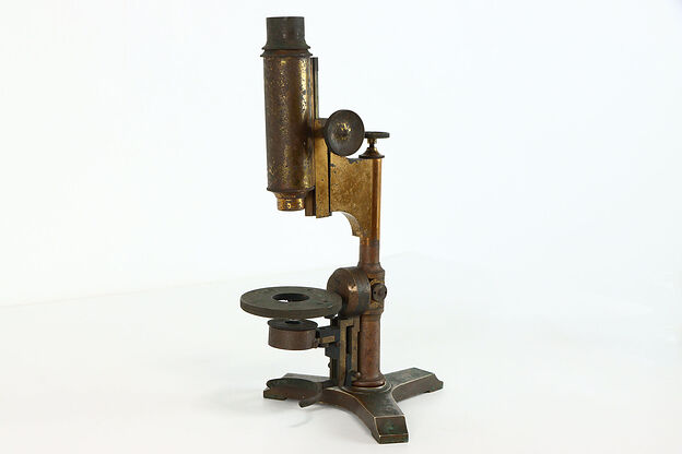 Industrial Laboratory Salvage Antique Brass Microscope Pat 1885  Bausch L #39114 photo