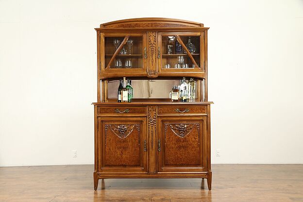 French Art Nouveau Antique Wine Cabinet, Back Bar, Server Sideboard #31501 photo