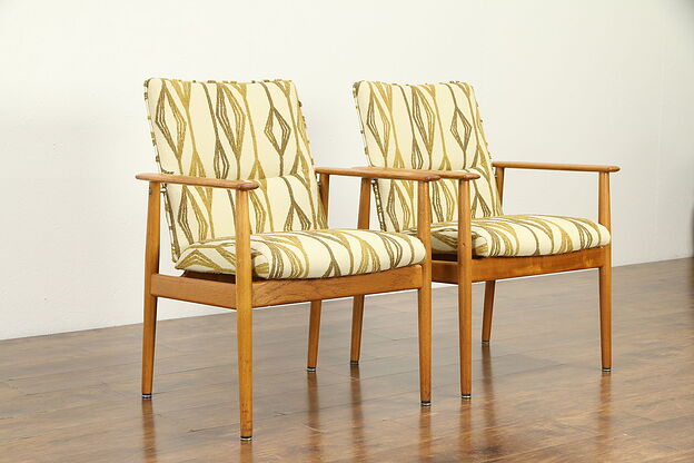 Pair Danish Midcentury Modern Vintage Teak Chairs, Sibast, New Upholstery #29731 photo
