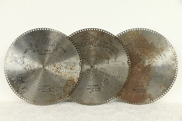 Regina Music Box Group of 3 Antique 15 1/2" Disks The Holy City & More #30752 photo