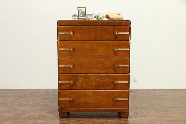 Midcentury Modern Streamline Vintage Tall Chest or Dresser, Deskey #31676 photo