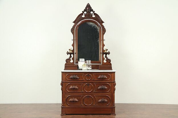 Victorian Antique Chest or Dresser, Marble, Jewel Boxes, Secret Drawer #29166 photo