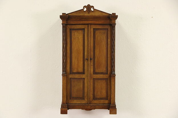 Miniature Child Size European 1870's Antique Pine Armoire or Hanging Cupboard photo