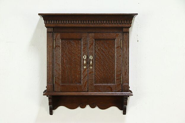 Oak Victorian Antique Hanging Cupboard, Wall Cabinet, or Medicine Chest #30159 photo