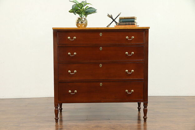 Sheraton Tiger Curly Maple & Cherry Antique 1810 Chest or Dresser #30320 photo