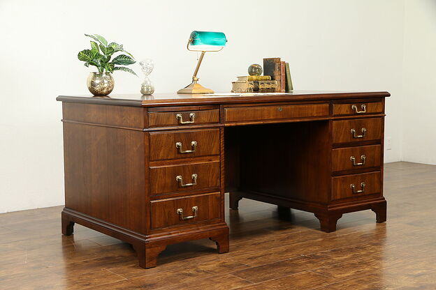 Traditional Executive Walnut Vintage Office or Library Desk, Jofco #31472 photo