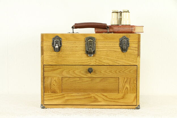 Oak & Ash Machinist, Jewelry or Collector Chest, Felt Lined #31843 photo