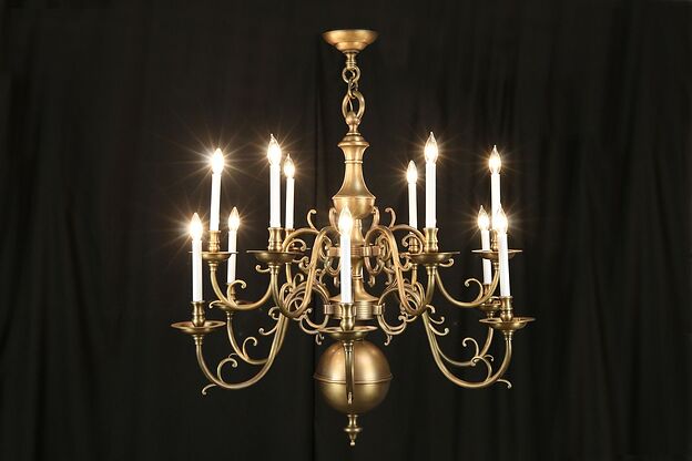 Bronze Vintage 12 Candle Two Tier Chandelier #31548 photo