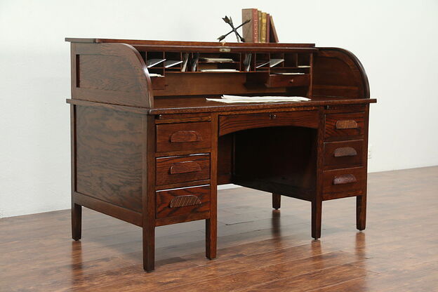 Oak Antique 1910 C Curve Roll Top Desk Working Locks Oak Antique 1910 C Curve Roll Top, Antique Roll Top Desk Locks