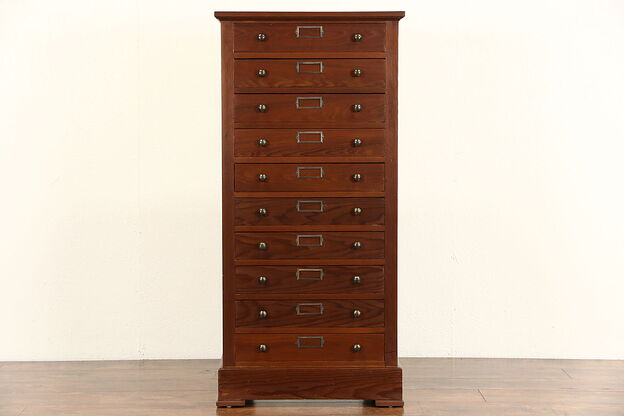 Redwood 1890 Antique 10 Drawer Collector or File Cabinet, Jewelry Chest photo