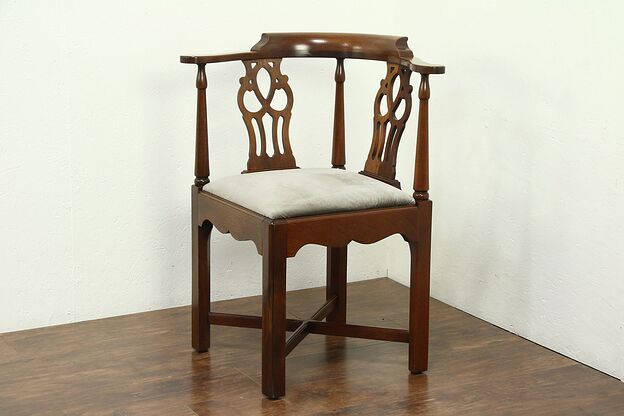 Georgian Mahogany Vintage Corner Chair, Signed Hickory photo
