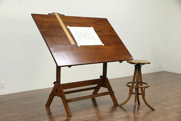 Drafting or Artist Vintage Desk, Kitchen Island, Wine Table, Hamilton #30177 photo