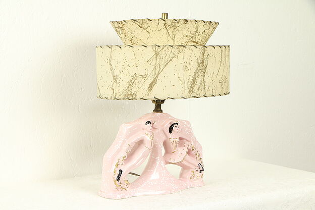 Ballet Figural Vintage Lamp & Shade, Midcentury or Hollywood Regency #31960 photo