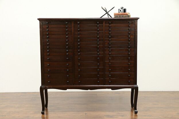 Mahogany Antique 45 Drawer File, Collector or Music Cabinet #31411 photo