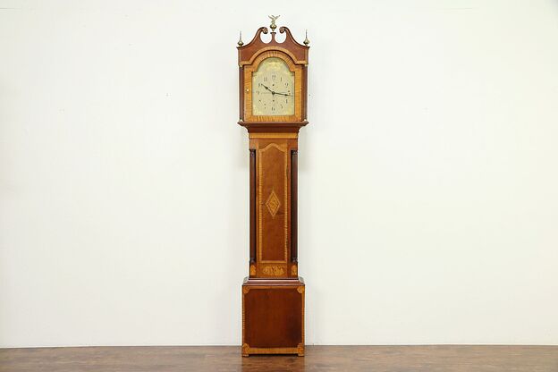 Cherry & Maple Tall Case Antique Grandfather Clock, Quartz, Whiting CT #30459 photo