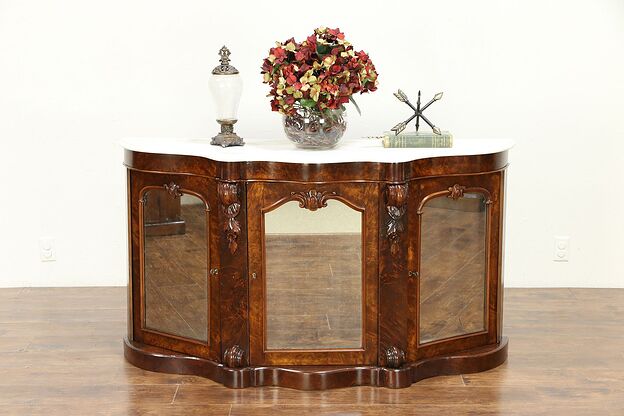 Victorian Antique English Sideboard, Server or Hall Console, Marble Top #30491 photo
