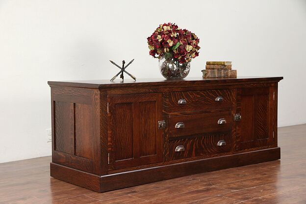 Oak 1900 Antique 6' Store Counter, Sideboard, TV Console Cabinet #29998 photo