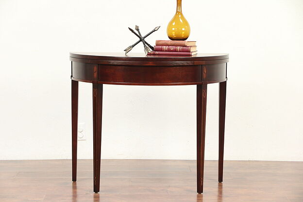 Demilune Half Round Vintage Hall Console & Game Table #29606 photo