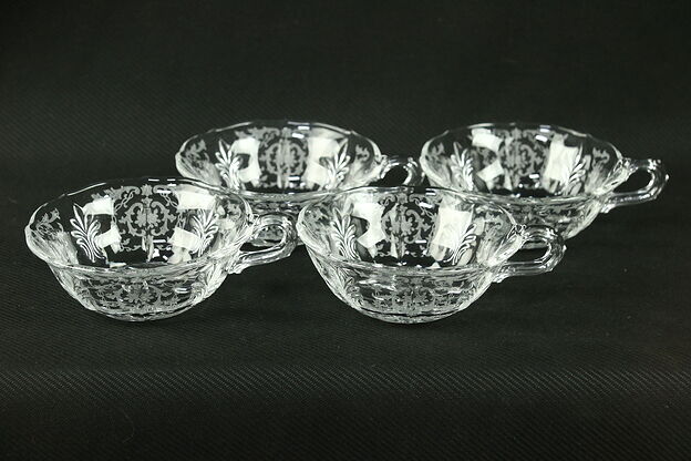 Set of 4 Fostoria Nappy Serving Bowls with Handles photo
