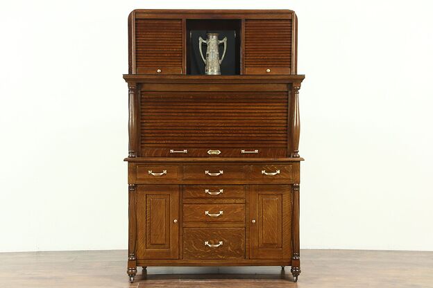 Dentist Oak Antique Dental Cabinet 26 Drawers, 3 Roll Tops, Collector or Jewelry photo
