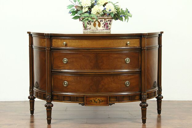 Demilune Half Round Vintage Hall Console Cabinet or Chest, Karges #28619 photo