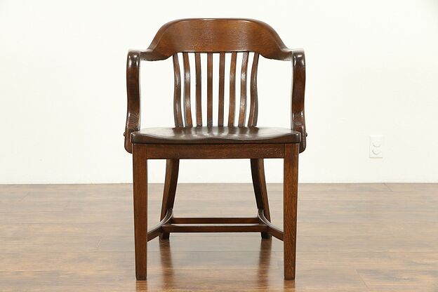 Quarter Sawn Oak Antique Banker, Office or Library Chair, Klode #31143 photo