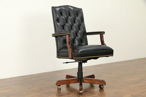Tufted Leather Vintage Swivel Adjustable Desk Chair, Jasper #31759 photo