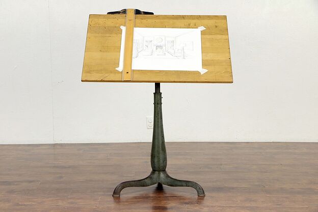 Drafting Table Adjustable Artist 1920's Vintage Drawing Desk, Wine Table #30243 photo