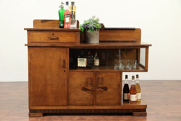 Art Deco Sideboard, Server or Bar Cabinet, Oak & Rosewood, Scandinavia #29242 photo