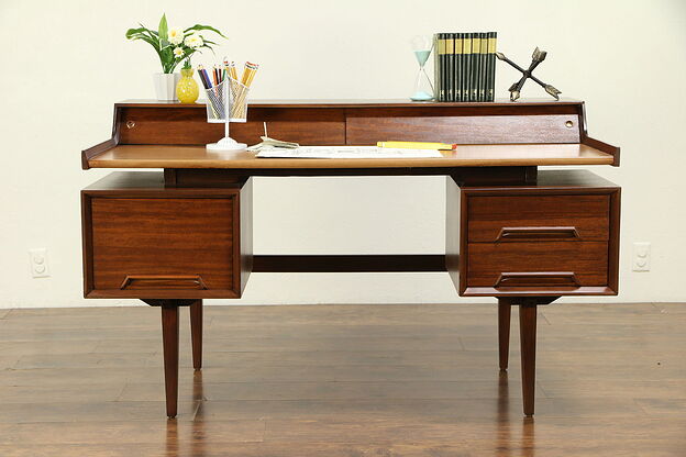 Midcentury Modern Vintage Mahogany Desk, Milo Baughman Perspective Drexel #30702 photo