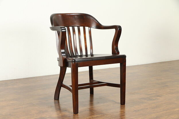 Banker, Library or Office Antique 1925 Chair with Arms, Sikes NY #31563 photo