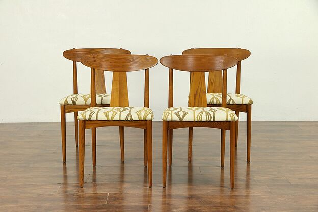Set of 4 Midcentury Modern 1960 Vintage Dining Chairs, New Upholstery  #30319 photo