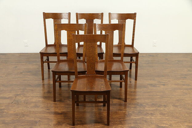Set 6 Mission Oak Arts & Crafts Antique Craftsman Dining Chairs Sheboygan #31561 photo