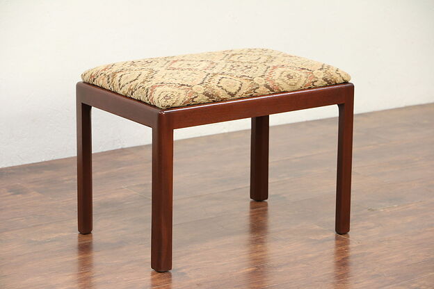 Midcentury Modern 1960 Vintage Maple Bench, New Upholstery #29633 photo