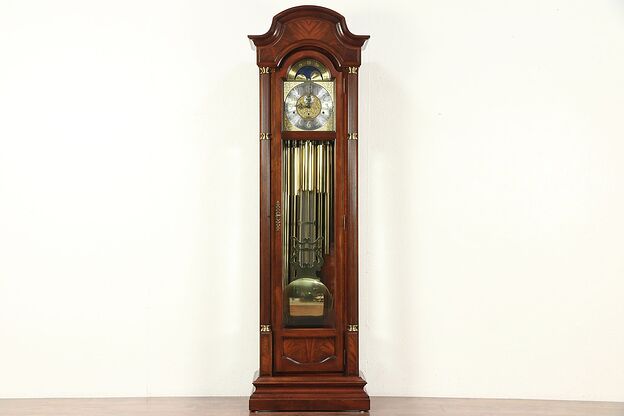 Cherry Vintage Grandfather Long Case Westminster Tube Chime Clock, Sligh #29358 photo