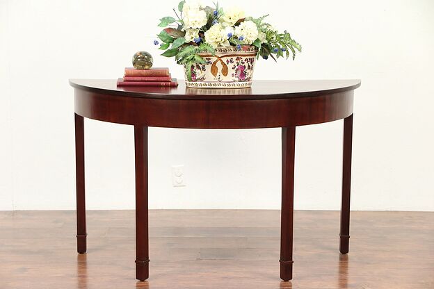 Federal 1810 Antique Mahogany Demilune Half Round Hall Console Table #29546 photo