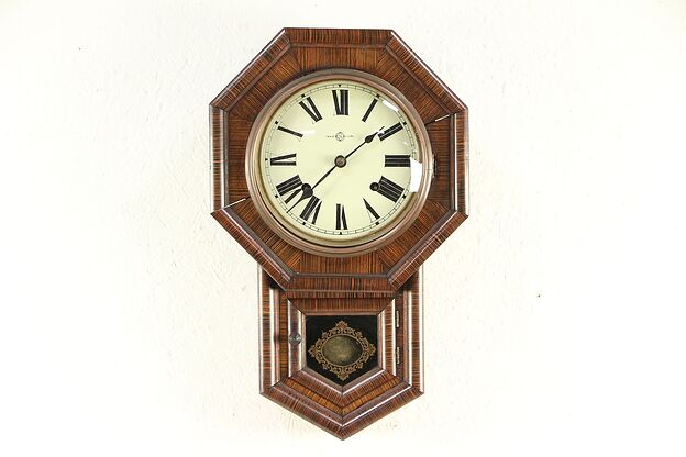 Victorian Style Chinese Vintage Rosewood Grained Wall Clock #29720 photo