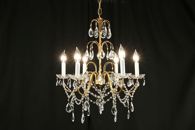 Crystal Prism & Ball 6 Candle Vintage Chandelier #30661 photo
