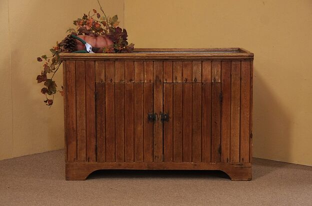 Country Oak Wainscoting Primitive Antique Dry Sink photo