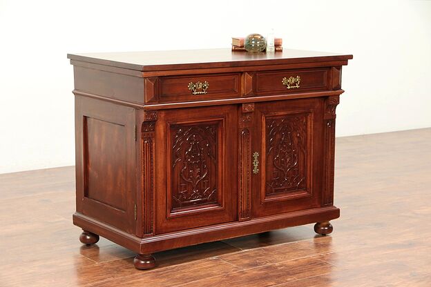 Cherry Antique Sideboard, Server, Hall or TV Console Cabinet #29227 photo