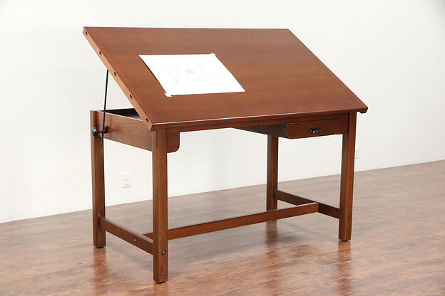 Architect or Artist Desk, Vintage Drafting or Wine Table, Kitchen Island #29756 photo