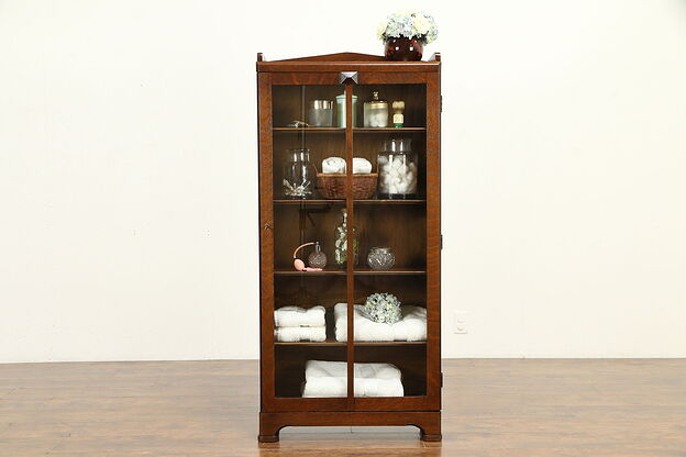 Arts & Crafts Mission Oak Antique Craftsman Bookcase, Bath Cabinet #32136 photo