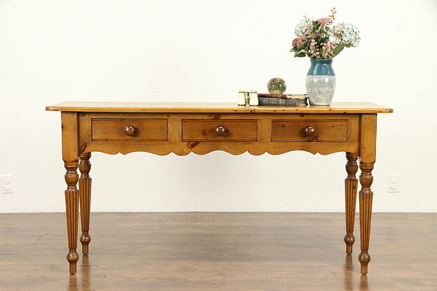 Traditional Country Pine Hall Console or Sofa Table #32173 photo