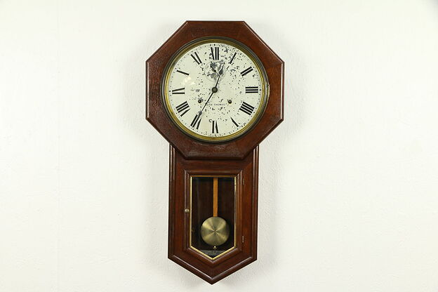 Seth Thomas Antique Schoolhouse 30 Day Wall Clock, All Original #32272 photo