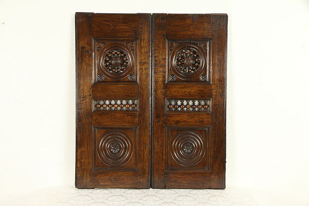 Pair Architectural Salvage Brittany French Chestnut Panels or Doors #32346 photo