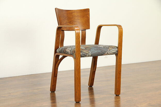 Midcentury Modern 1960 Vintage Birch Chair, New Upholstery #32674 photo